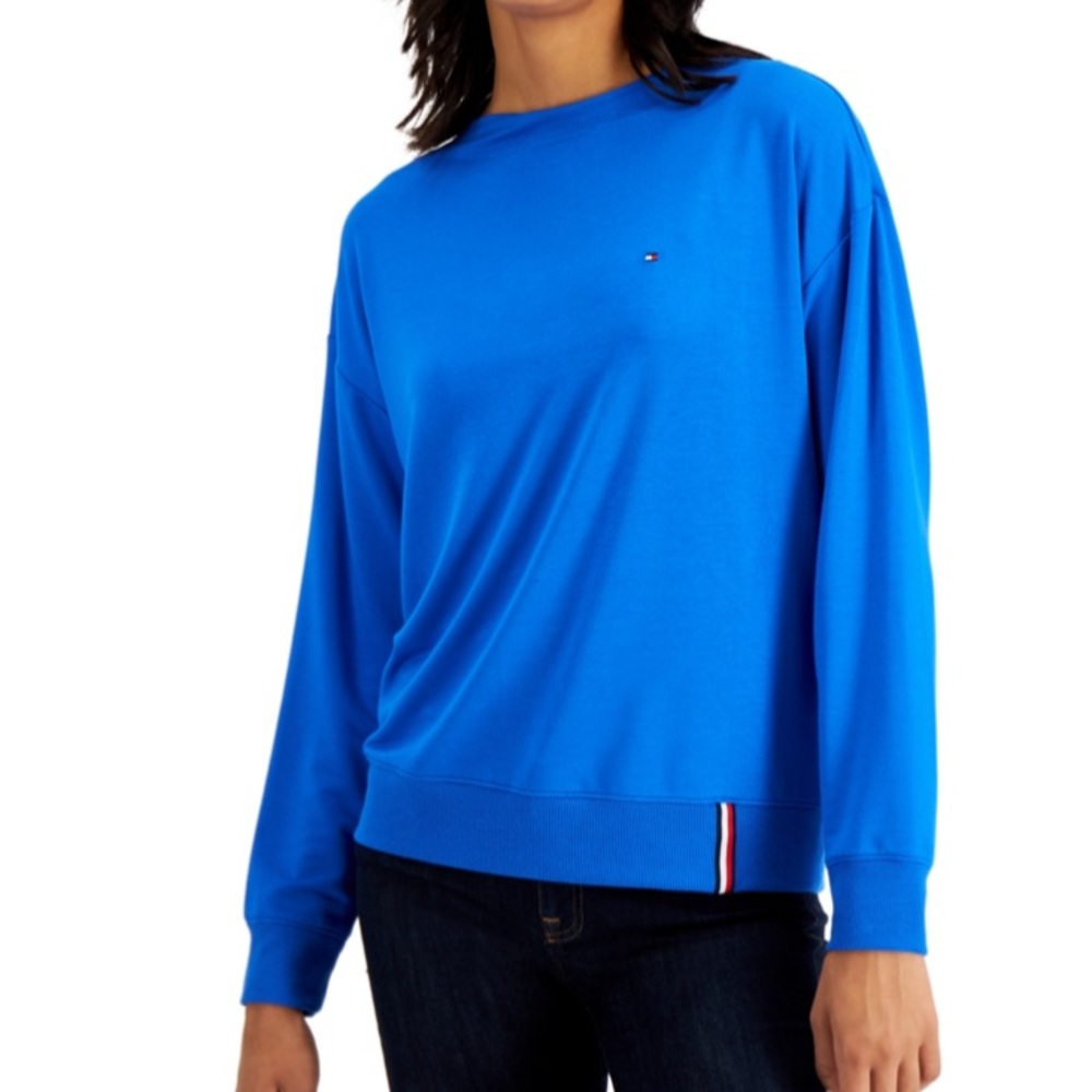 Tommy Hilfiger Boat-Neck Drop-Shoulder Top, Cerulean Blue, Sz: XS